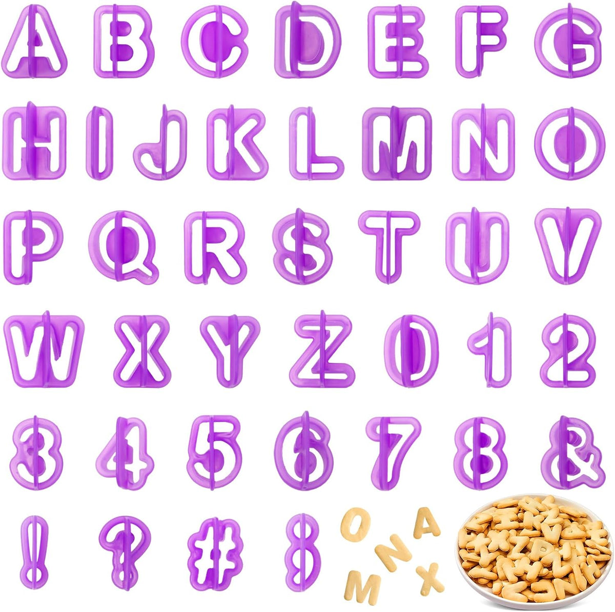 40 Pcs Alphabet Cookie Cutters, Fondant Letter Cutters, Number Cookie Cutters, Alphabet Cake Stamp Tool Set, Plastic Letter Cookie Cutters, Letter Cutters for Cake Decorating, Biscuit DIY Baking