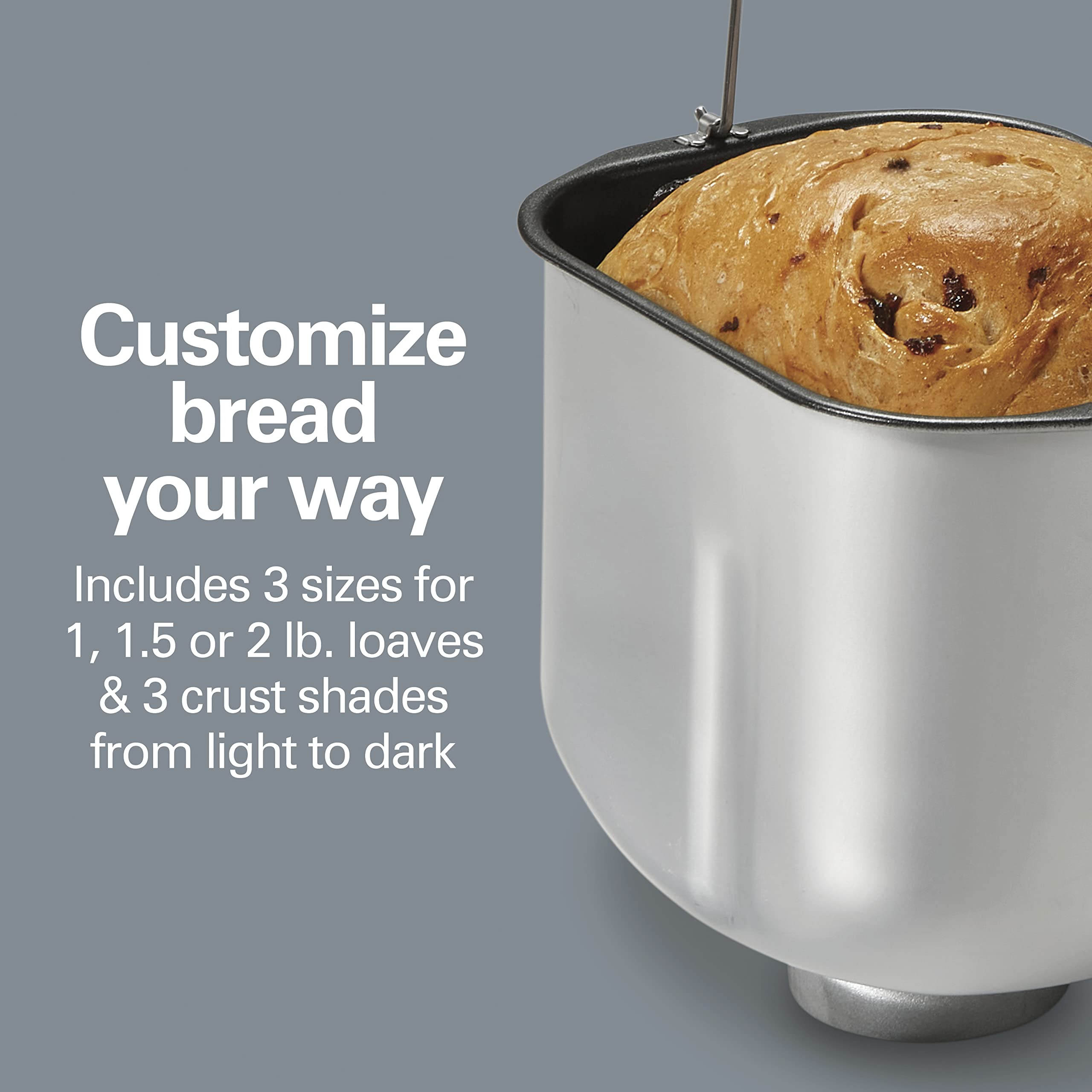 Hamilton Beach 29890 Premium Dough & Bread Maker Machine with Auto Fruit and Nut Dispenser, 2 lb. Loaf Capacity, 21 Programmable Settings Includes Gluten Free+Keto, Stainless Steel