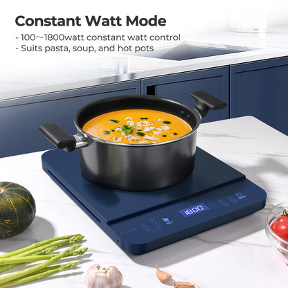 Northmas Induction Cooktop, Portable Induction Cooktop Burner with Precision Digital Probe, 3 Cooking Modes with Precise ±5℉ Temps & ±100 Watt Adjustment, Ceramic Glass Plate, Turbo Cooling Fan