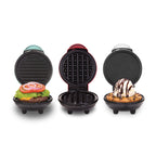 DASH Mini Waffle Maker + Grill + Griddle, 3 w 1 - Czerwony/Aqua/Biały