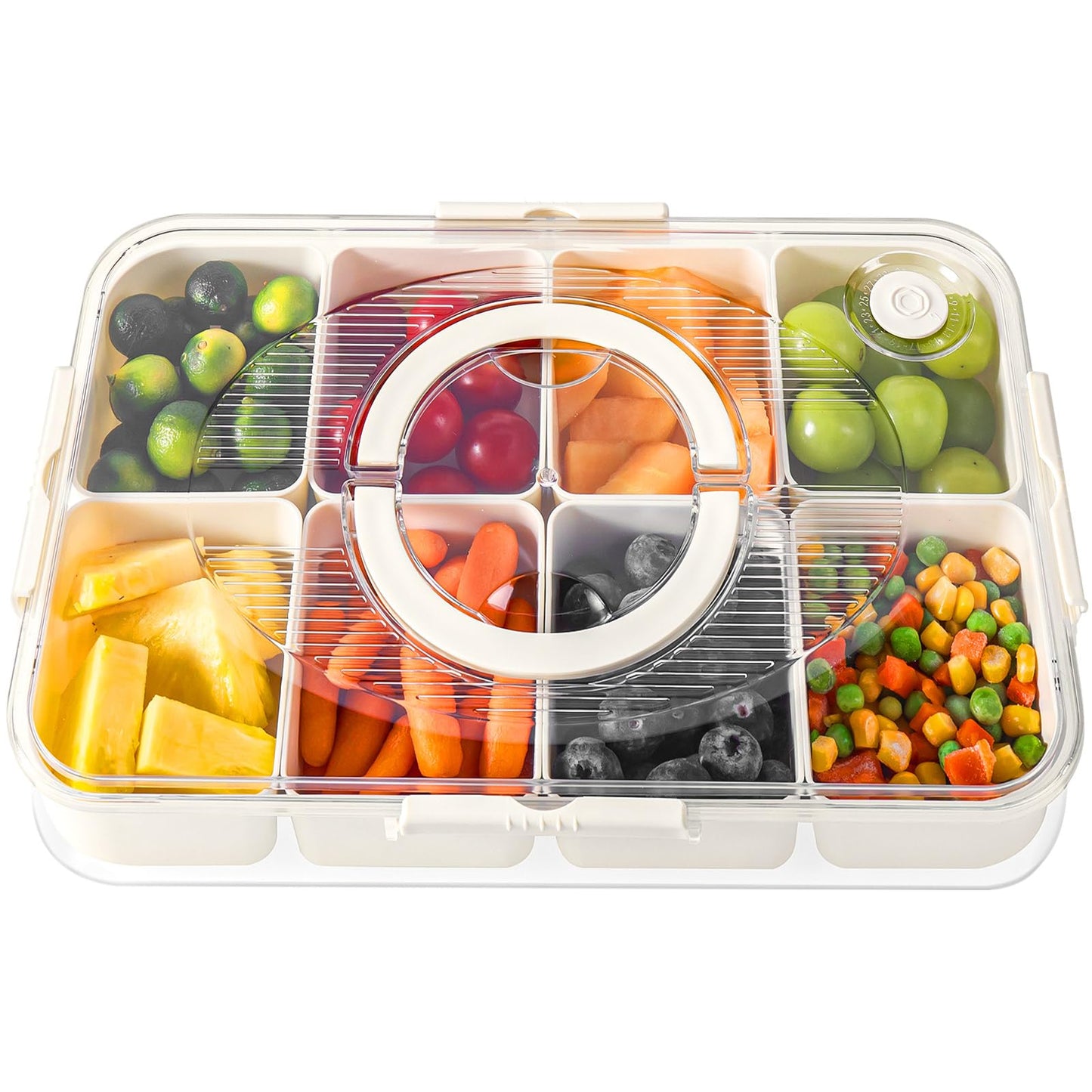 LUXEAR Divided Serving Tray with Lid and Handle Snack Box Charcuterie Container Dishwasher Safe 2Pack Snack Platters Portable Clear Organizer for Fruits, Candy, Snacks, Picnic, Party&Travel
