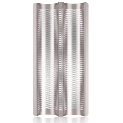Baguette Pans for Baking 15" x 11", Carbon Steel 3 Loaf Nonstick Baguette Baking Tray for French & Italian Perforated French Bread Pan