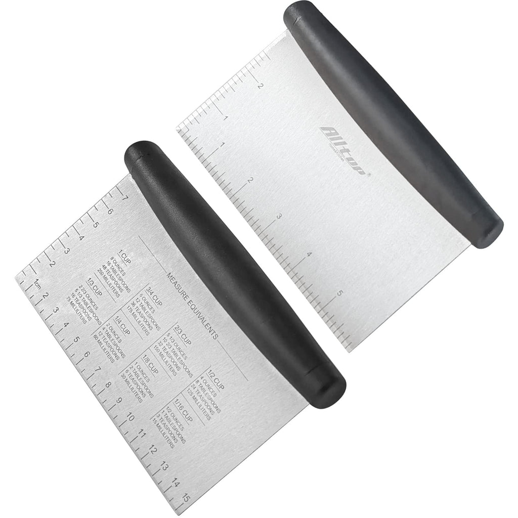ALLTOP Bench Scraper & Chopper for Kitchen - Ideal Baking Essential Utensil,Stainless Steel Pastry/Dough/Food Cutter Tool for Cake Pizza Bread,Cooking - 1 Pack,Black
