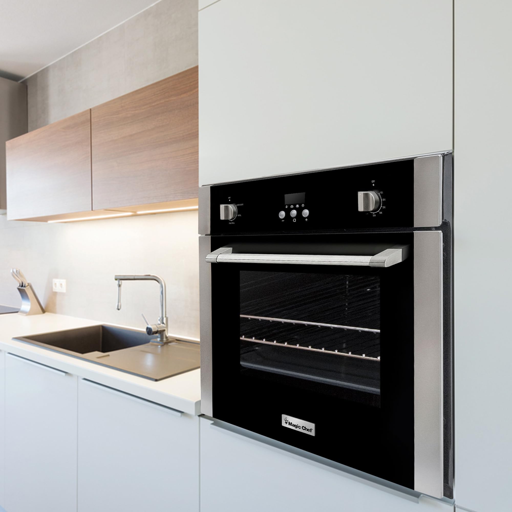 Piekarnik ścienny Magic Chef Single Electric z funkcją konwekcji do gotowania i pieczenia, 24"