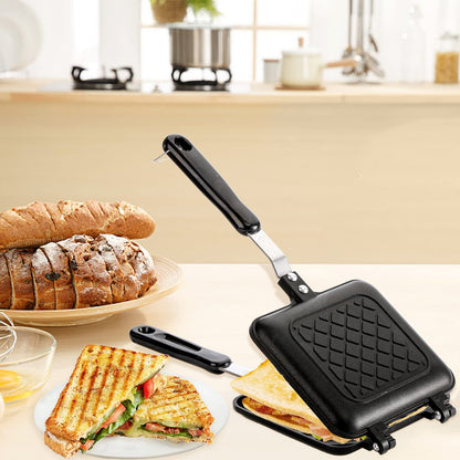 ZOOFOX Sandwich Maker, Grilled Sandwich and Panini Maker Pan with Non-Stick Plates, Stovetop Toasted Sandwich Maker Aluminum Flip Pan for Home Kitchen, 5.9" L x 14.2" H