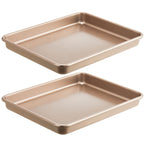 HONGBAKE 2 Pack 9.7X7.5" Toaster Oven Pans for Baking, 57% Thicker Nonstick 1/8 Cookie Sheet Pan Set, Small Baking Tray, Dishwasher Safe and Heavy Duty, Black
