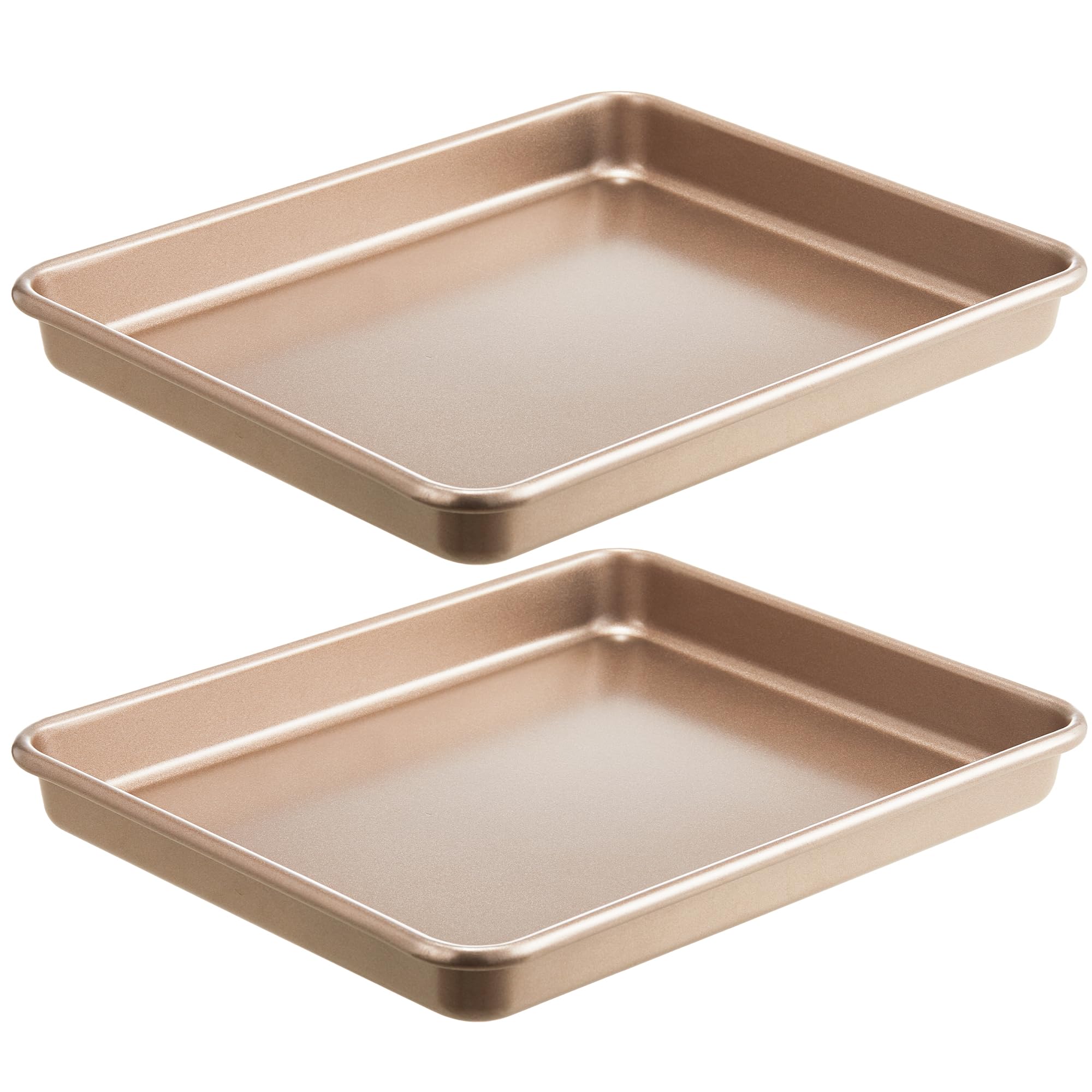 HONGBAKE 2 Pack 9.7X7.5" Toaster Oven Pans for Baking, 57% Thicker Nonstick 1/8 Cookie Sheet Pan Set, Small Baking Tray, Dishwasher Safe and Heavy Duty, Black