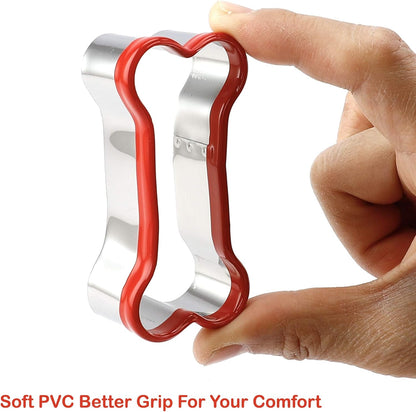 3-Piece Dog Bone Cookie Cutters Set - Dog Treats Cutters, Bone Shapes, 2.4" to 3.9" Soft PVC Coated