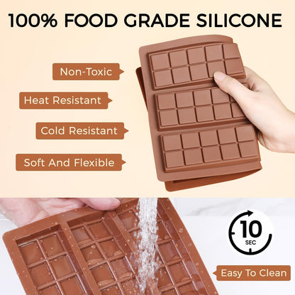 Chocolate Bar Mold - Non-Stick Chocolate Molds, Food Grade Silicone Deep Mold for Dubai Pistachio, Candy, Snacks