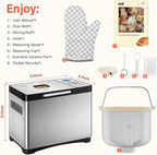 Automat do pieczenia chleba KBS 2LB, 19 w 1, stal nierdzewna, z ceramiczną patelnią, timerem 15 godz. i funkcją podtrzymywania ciepła 1 godz., chleb na zakwasie, bezglutenowy, o mocy 650 W, 3 rozmiary bochenków, 3 kolory skórki, przepisy