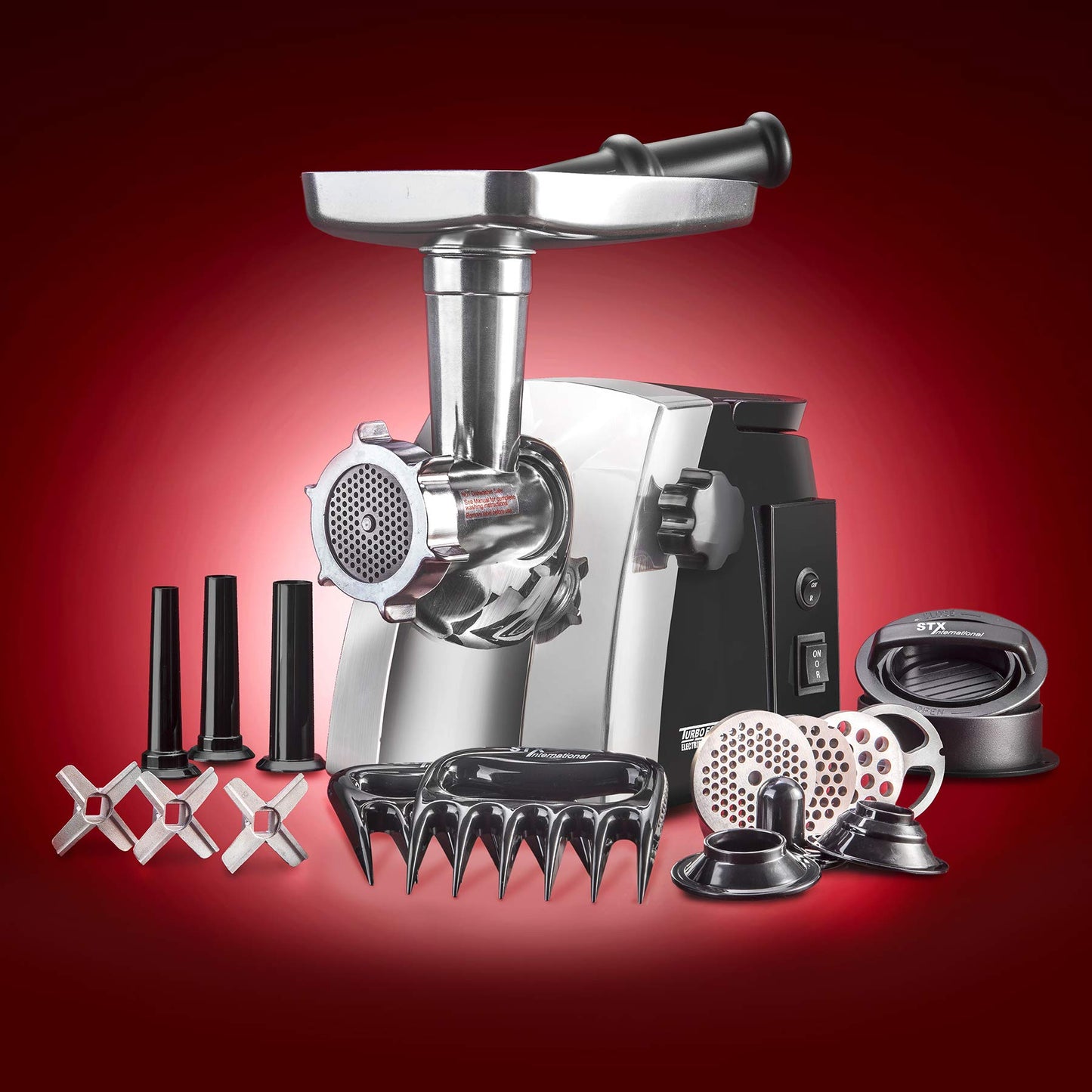 STX Turboforce Cadet 2000 Series 5-In-1 Powerful Home Use Electric Meat Grinder • Sausage Stuffer (3 Sizes) • Kubbe Maker • 4 Grinding Plates • 3 Stainless Steel Blades • Patty Press • 2 Meat Claws