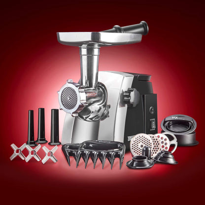 STX Turboforce Cadet 2000 Series 5-In-1 Powerful Home Use Electric Meat Grinder • Sausage Stuffer (3 Sizes) • Kubbe Maker • 4 Grinding Plates • 3 Stainless Steel Blades • Patty Press • 2 Meat Claws