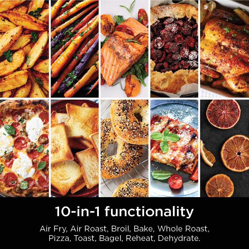 Ninja Prestige Smart XL 10-in-1 Air Fry Digital Countertop Convection Toaster Oven with Air Fry, Air Roast, Broil, Bake, Whole Roast, Pizza, Toast, Bagel, & Reheat, 1800 Watts, Stainless Steel, DT501