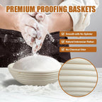 Banneton Bread Proofing Basket Banneton Basket Set Sourdough Proofing Basket Round Proofing Bowls Handmade Rattan Baskets and Liners (Round 9 inch set of 2)