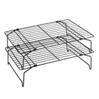 P&P CHEF Cooling Rack Set of 2, 2-Tier Stackable Stainless Steel Wire Racks for Baking Cooking Cooling Roasting, Collapsible & Heavy Duty, Oven Safe & Easy Clean, 15" x 10", Silver