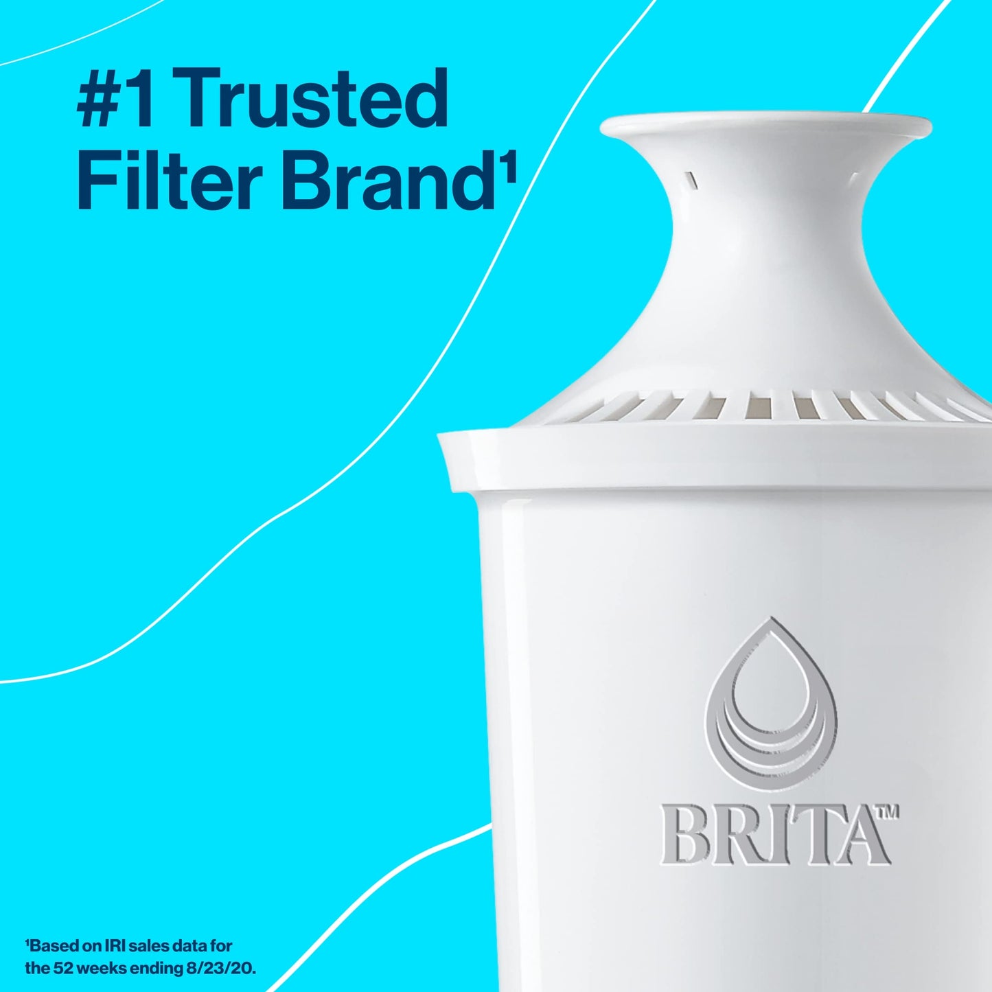 Brita Large Water Filter Pitcher with Standard Filter Replacements - 40 Gallons (2 Months) Filtration Capacity, Removes Chlorine Taste and Odor, Mercury, Copper