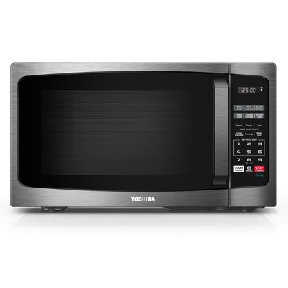 TOSHIBA ML-EM09PA(BS) Small Microwave Oven with 6 Auto Menus, Mute Function & Child Lock, LED Lighting, Perfect for Apartment, 0.9 Cu Ft, 10.6 Inch Removable Turntable, 900W, Black Stainless Steel