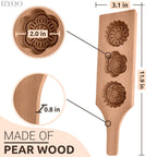 Wooden Cookie Molds for Baking - Moon Cake Molder Cookie Stamps Chinese Mooncake Mold - 3 Wooden Flowers Cookie Stamp Baking Moon Cake Mold for Muffin, Chocolate Mold Pie Stamps Dough Butter