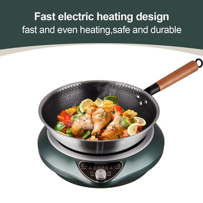 Abangdun Wok Induction Cooktop 1700W 120V Wok Burner Induction Curved Electric Stove Hot Plate Round Bottom Frying Wok Evenly