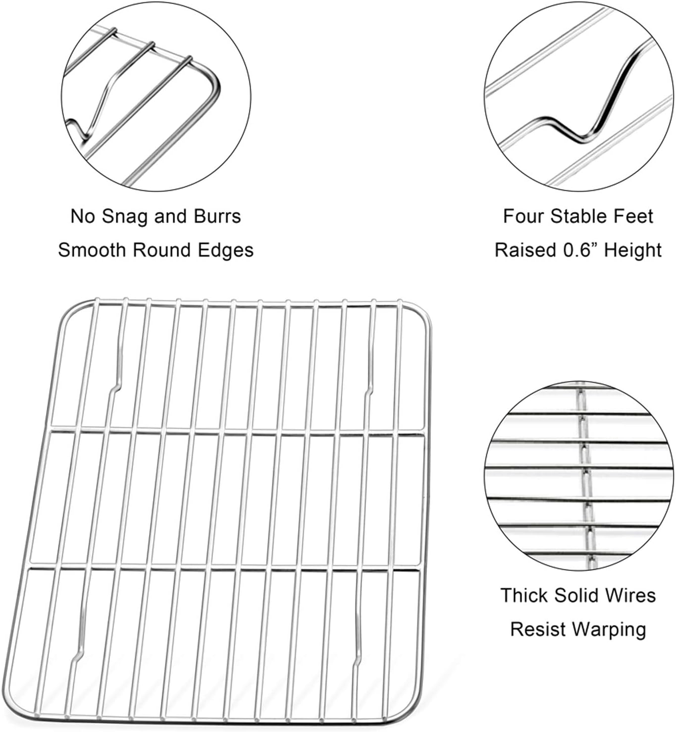 E-far Small Baking Rack Set of 2, Stainless Steel Metal Roasting Cooking Racks, Size – 8.6"x6.2", Non Toxic & Rust Free, Fit for Small Toaster Oven, Dishwasher Safe