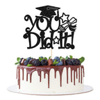 1Pc Congrats Grad 2025 Cake Topper Red Glitter Diploma Graduation Cap Cake Pick Congrats Class of 2025 Cake Decorations for 2025 Graduation Theme High School Boys Girls Graduate Party Supplies