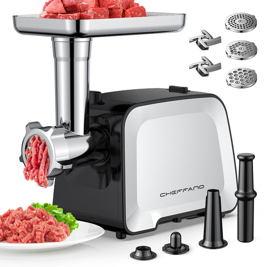 Electric Meat Grinder, Sausage Stuffer Maker With 2 Blades, 3 Plates, Sausage Tube & Kubbe Kit, [2000W Max] Meat Mincer Heavy Duty for Home Use, Stainless Steel & Black