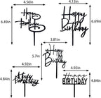 10 PCS Black Happy Birthday Cake Topper Acrylic Cupcake Topper A Series of Birthday Cake Supplies Decorations