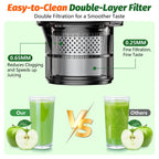 Cold Press Juicer, Masticating Juicer with 5.4" Wide Feed Chute, 350w Slow Juicer Machines Fit Whole Vegetables and Fruits,Juice Extractor Machine with High Juice Yield, Easy to Clean(Black)