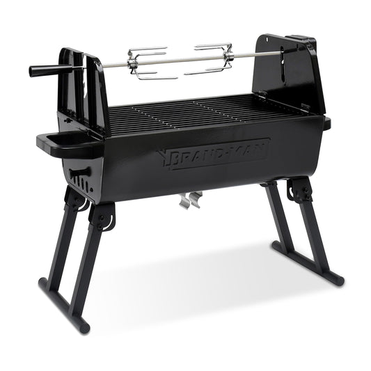 Brand-Man 2 in 1 Barbecue Grill with Rotisserie Grill Kit, Portable Folding Outdoor Charcoal Grill, Stainless Steel Spit Roaster with Motor & Adjustable Height for Backyard Camping Patio Tailgating