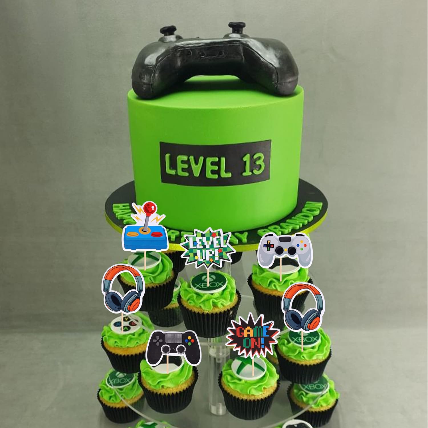 36 PCS Video Game Cupcake Toppers Assembled Game On Controllers Cupcake Picks GamePad Cake Decorations for Game Theme Baby Shower Kids Boys Girls Birthday Anniversary Party Decorations Supplies