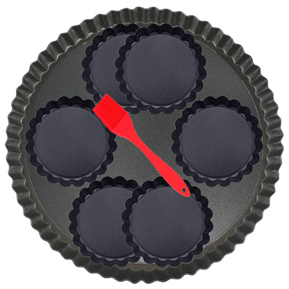 DATANYA 8 Pack Mini Tart Pans 4 Inch with Removable Bottom Round Nonstick Quiche Pan, Heavy Duty Fluted Side for Pies, Mousse Cakes, Dessert Baking (4 Inch 8pcs)