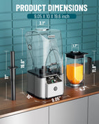WantJoin Commercial Professional Blender With Shield Quiet Sound Enclosure 2200W Industries Strong and Quiet Professional-Grade Power, Self-Cleaning, Silver