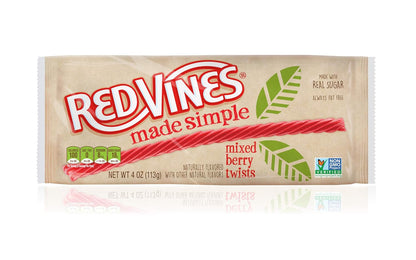 Red Vines Made Simple Licorice, Mixed Berry Flavored Twists, 4oz Tray (12 Pack), Soft & Chewy Candy, Assorted (50204)