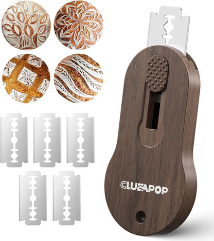 Bread Lame | Sourdough Scoring Tool | Bread Scoring Tool | Lame Bread Tool | Sourdough Tools Includes 5 Bread Razor Blades, Extractable & Magnetic Scoring Knife for Bread Baking
