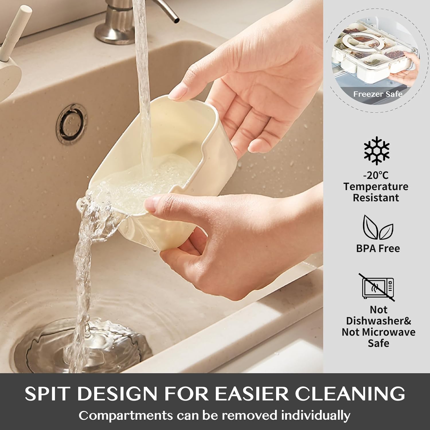 Snackle Box Container,Portable Snack Box 8 Compartment Divided Serving Tray with Lid and Handle,Clear Storage Organizer for Fruit Candy Nuts Veggie-Perfect for Road Travel Party（1 Pack）