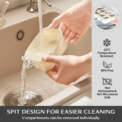 Snackle Box Container,Portable Snack Box 8 Compartment Divided Serving Tray with Lid and Handle,Clear Storage Organizer for Fruit Candy Nuts Veggie-Perfect for Road Travel Party（1 Pack）