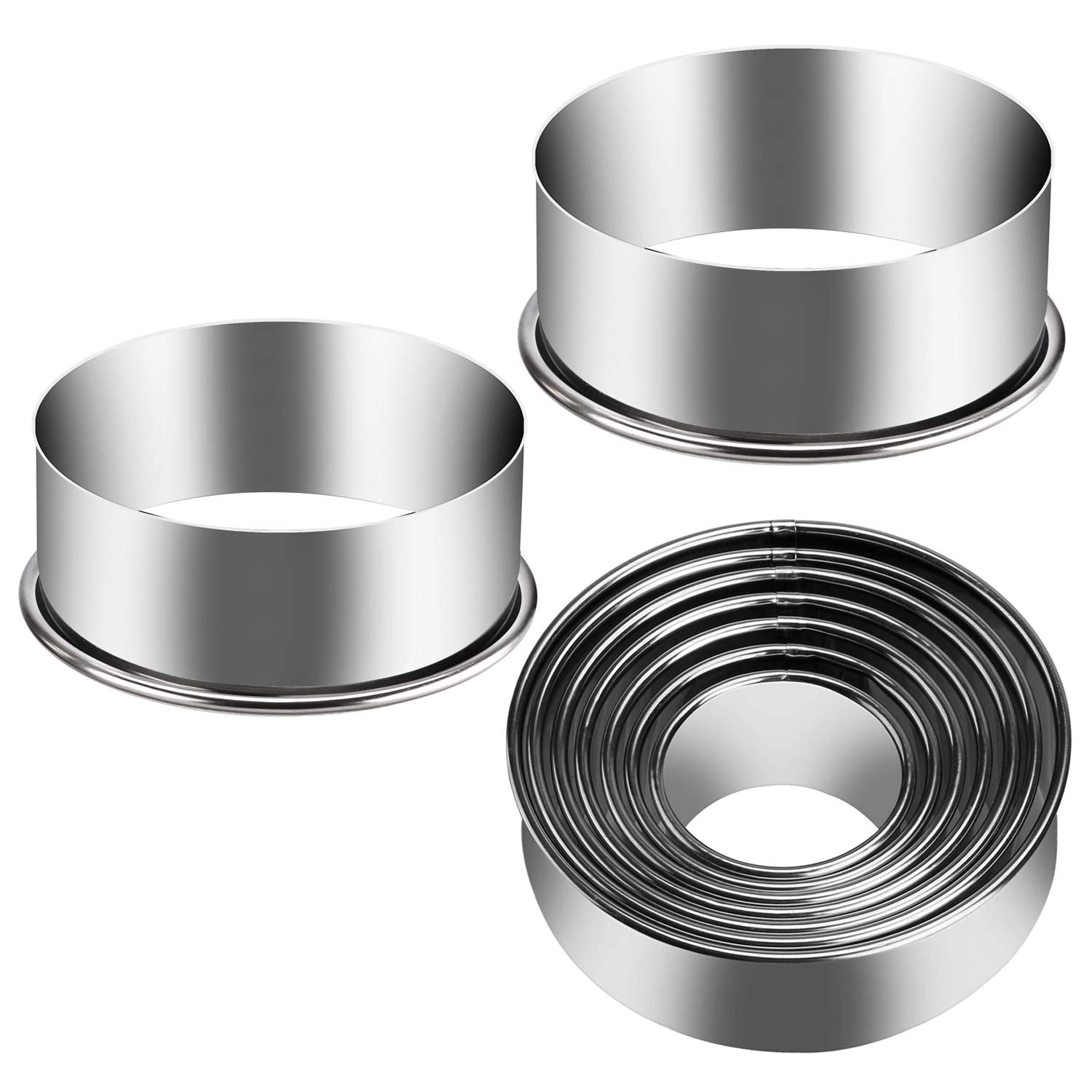 5 Pieces Biscuit Cookie Cutters Set,Stainless Steel Circle Round Cookie Biscuit Cutters in Graduated Sizes Shape Molds for Pastries Doughs Doughnuts