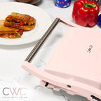 COOK WITH COLOR Panini Maker: 2-Slice Press Grill, 760W Power, Non-Stick Plates, Cool Touch Handle, Compact Design, Fast Cooking - Ideal for Delicious Paninis, Pink