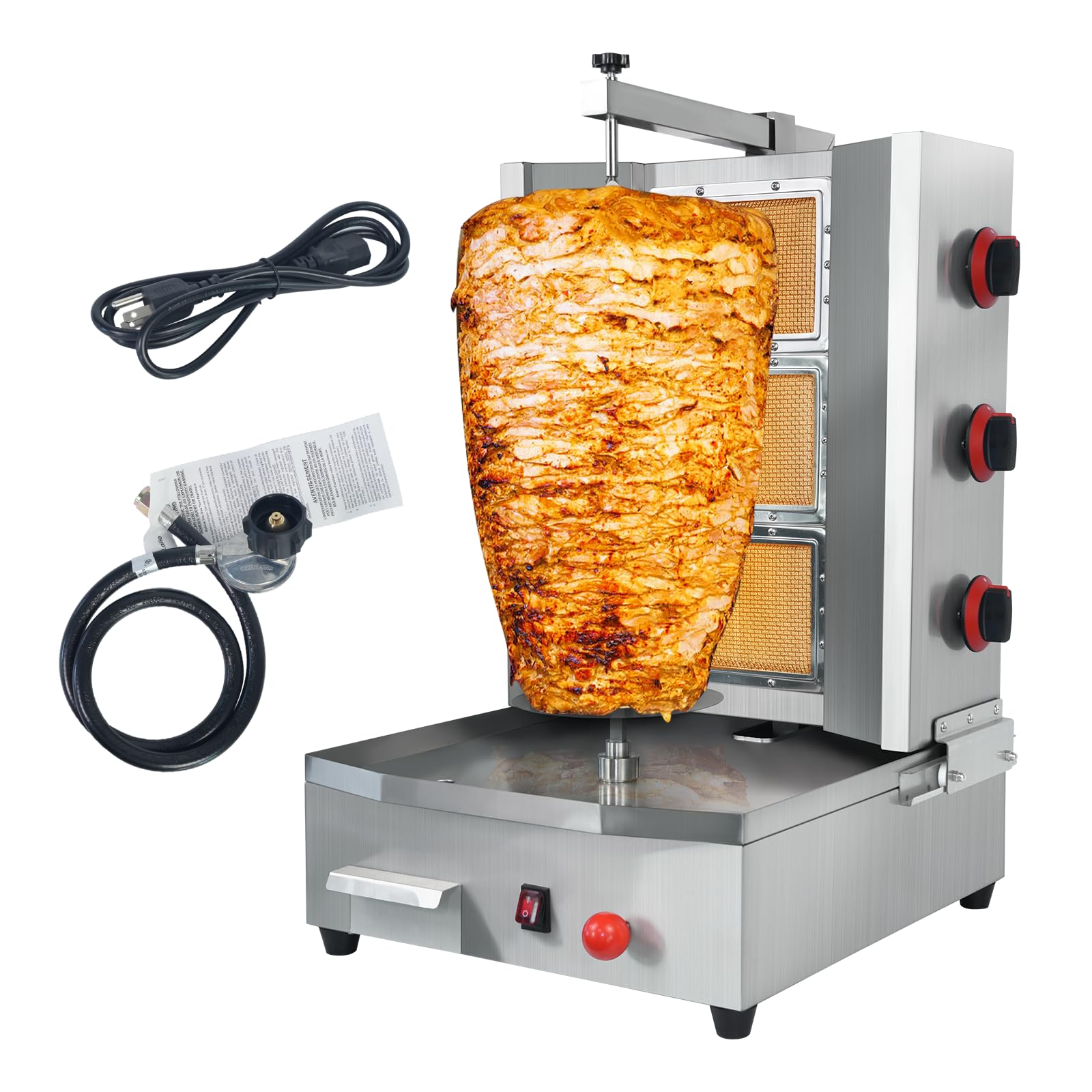 XXUNYNUIN 3-palnikowa maszyna do grillowania Shawarma, komercyjny pionowy grill rożenowy, maszyna do gyrosa i mięsa, do kebaba, do kuchni i restauracji