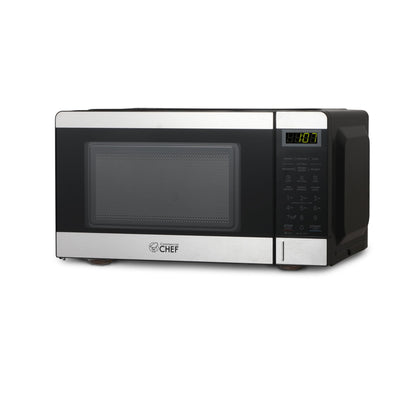 COMMERCIAL CHEF 0.7 Cubic Foot Microwave with 10 Power Levels, Small Microwave with Push Button, 700W Countertop Microwave up to 99 Minute Timer and Digital Display, Stainless Steel