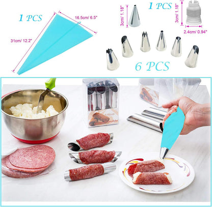 Woohome 34 PCS Stainless Steel Cannoli Form Tubes, Cream Horn Mold, 20 PCS Diagonal Shaped and 10 PCS Cone Tubular Shaped Mold,Baking Moulds Tubes for Danish Pastry Cream Roll Mold