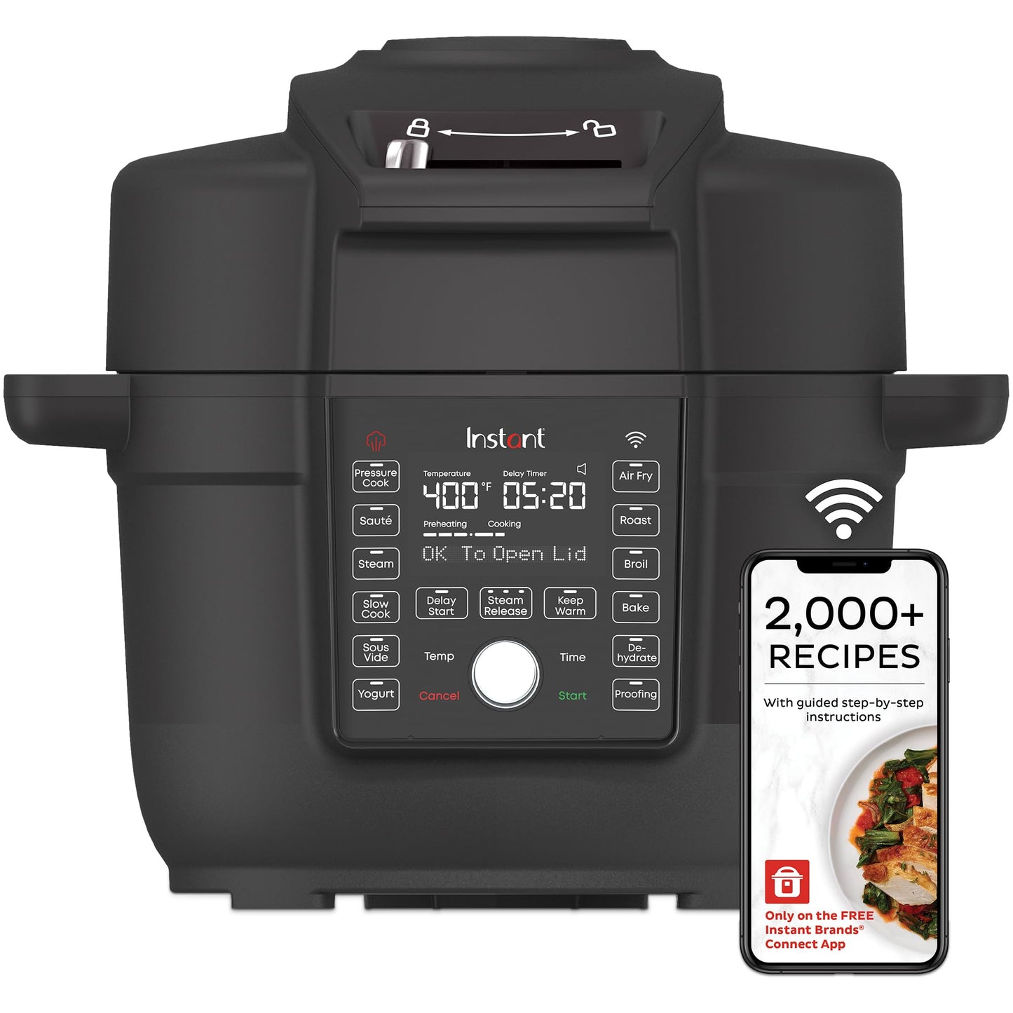 Instant Pot 6.5 Quart Duo Crisp Ultimate Lid with WIFI, 13-in-1 Air Fryer and Pressure Cooker Combo, Sauté, Slow Cook, Bake, Steam, Warm, Roast, Dehydrate, Sous Vide, & More, Includes App with Recipes