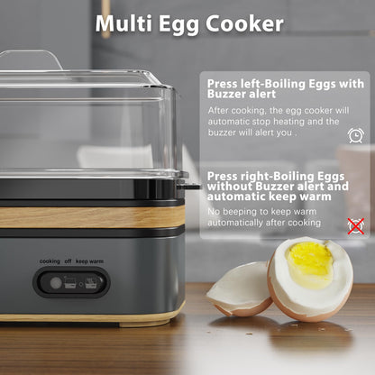 Evoloop Rapid Egg Cooker Electric 6 Eggs Capacity, Soft, Medium, Hard Boiled, Poacher, Omelet Maker Egg Poacher With Auto Shut-Off, BPA Free