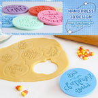 Zubebe 6 Pcs Cookie Stamp Tool Cake Embosser Cutters Mini Cake Mold Fondant Stamp 3D Design Cookie Embosser for Party Supplies Kitchen DIY Baking Tools(Father's Day)
