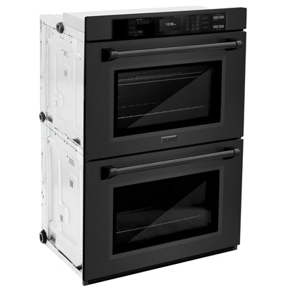 ZLINE 30 in. Professional True Convection Double Wall Oven with Air Fry and Self Clean in Black Stainless Steel (WADB-30)