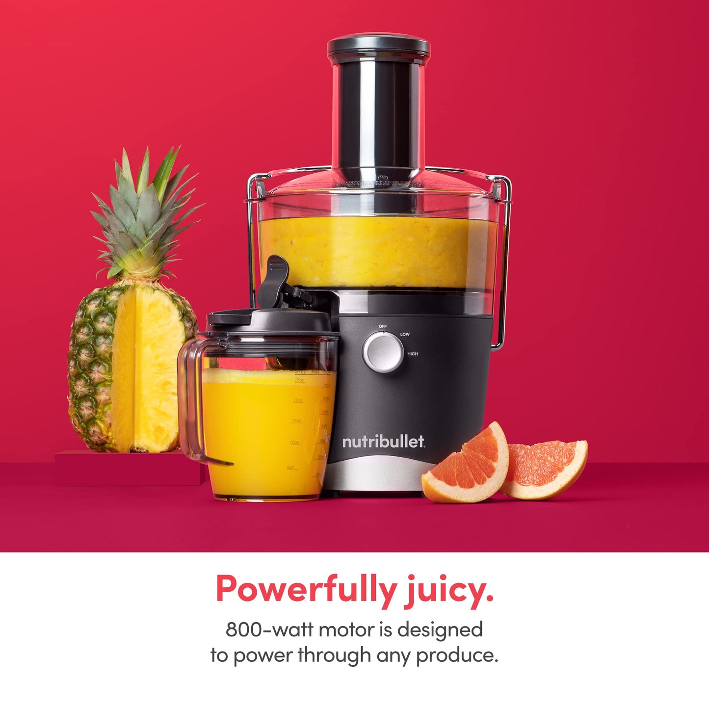 NutriBullet Juicer Centrifugal Juicer Machine for Fruit, Vegetables, and Food Prep, 27 Ounces/1.5 Liters, 800 Watts, Gray NBJ50100