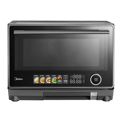 Midea 4-in-1 Multifunctional Microwave Steam Oven, Combo Air Fryer, Steamer & Microwave Oven, 32 Auto Functions, Adjustable Power and Temperature, Color Screen Touch Control, 0.9CU.FT./23L