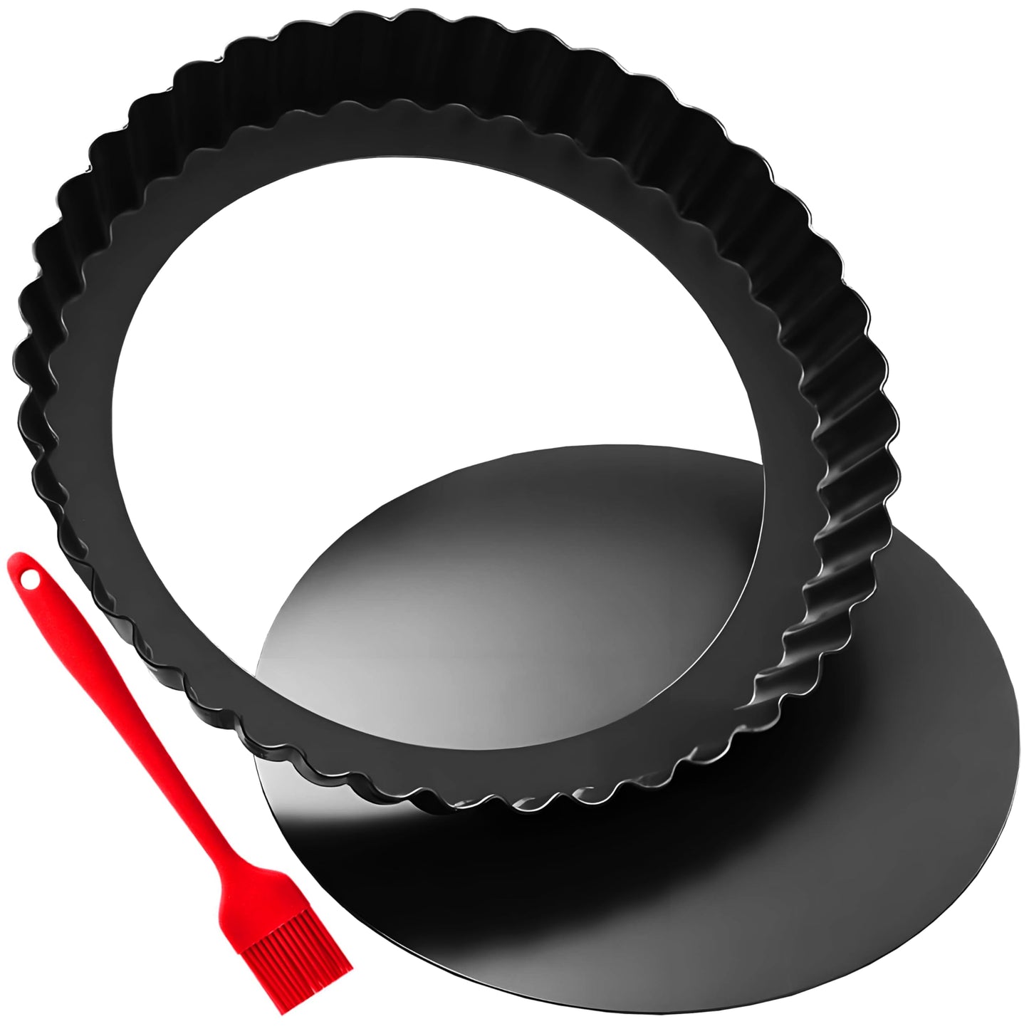 9 Inch Tart and Quiche Pan with Removable Bottom, Pie pans for baking, Non-stick Carbon Steel Quiche Pan for Pie, Mousse Cakes, Fruit and Desserts