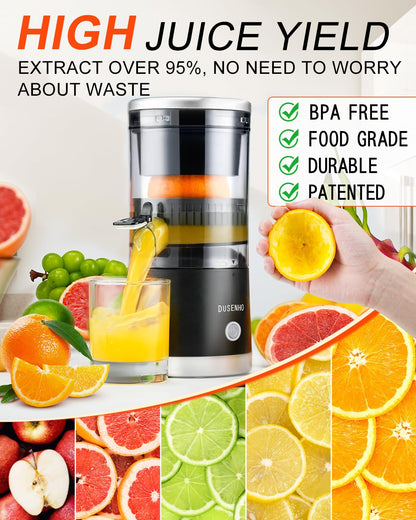 Electric Citrus Juicer Rechargeable - Electric Juicer Machines with USB and Cleaning Brush Portable Compact Juicer for Orange, Lemon, Limes