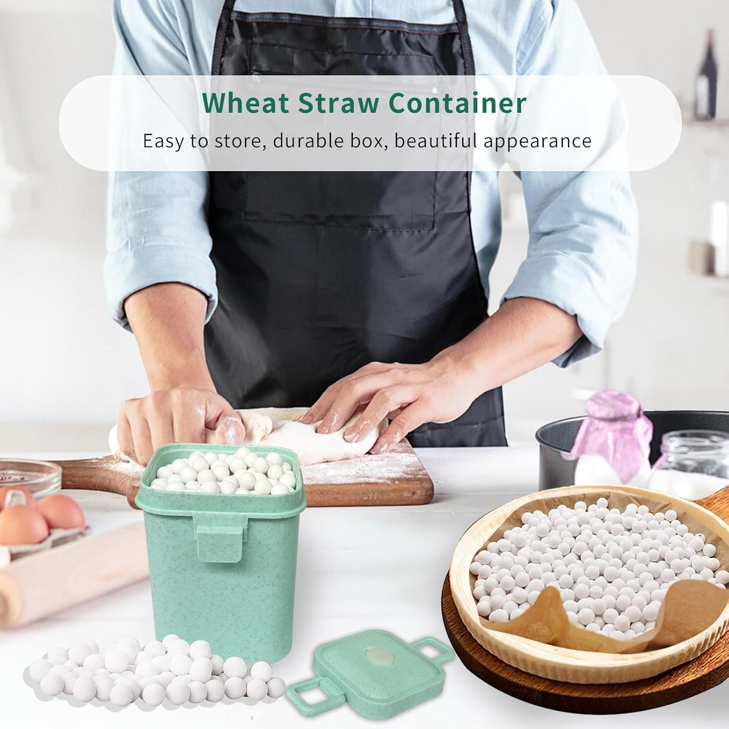 KOMIDK 1.8LB Baking Pie Crust Weights, White, Ceramic, Round